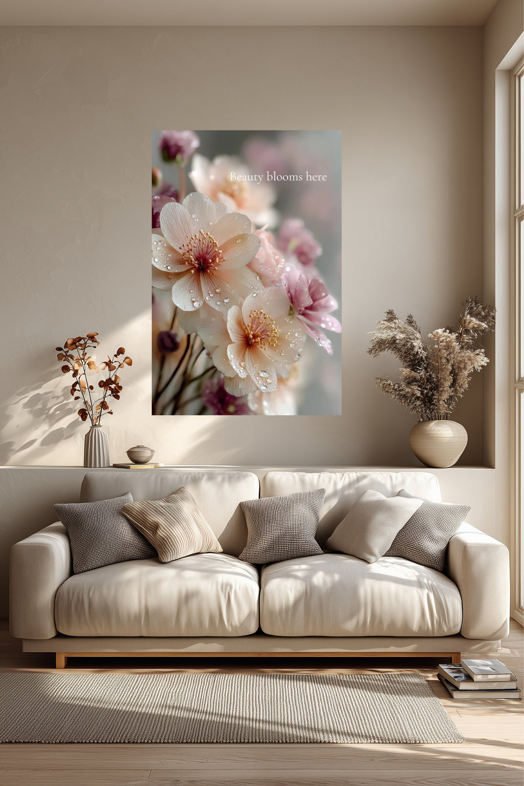 Beauty Blooms Here – Floral Printable Wall Art