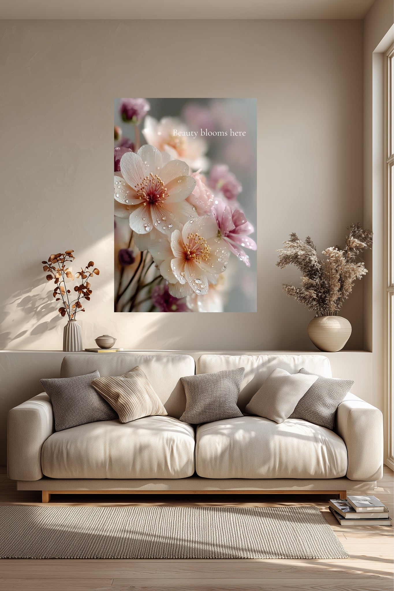 Beauty Blooms Here – Floral Printable Wall Art