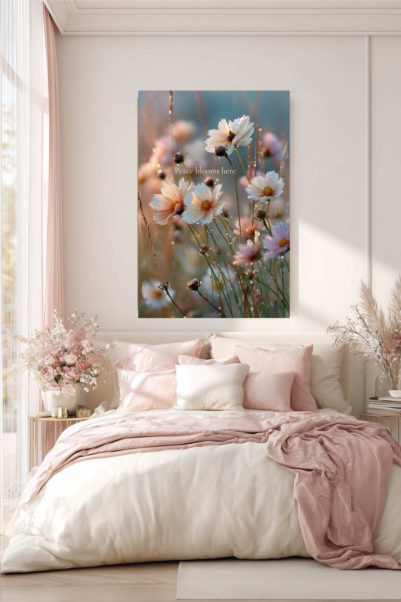 Peace Blooms Here – Floral Printable Wall Art